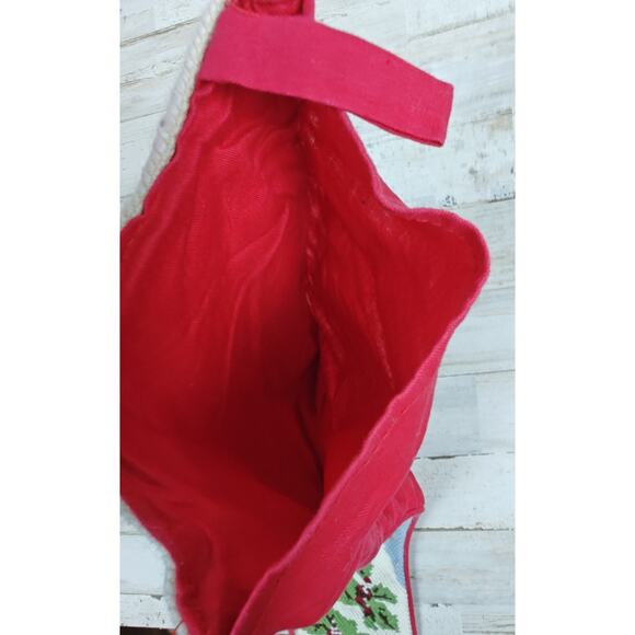 Vintage Needlepoint Christmas Stocking Old World Santa And Children Handmade - Picture 4 of 7